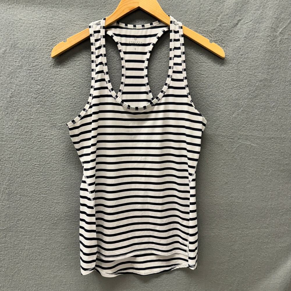 Athleta Tank Top Womens Small Chi Racerback Blue White Coastal Stripe Activewear